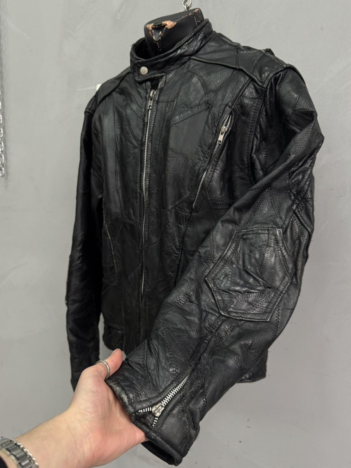 14th Addiction Vintage Leather Jacket Cropped Rick Owens Style Diesel Rare Size US L / EU 52-54 / 3 - 4 Thumbnail