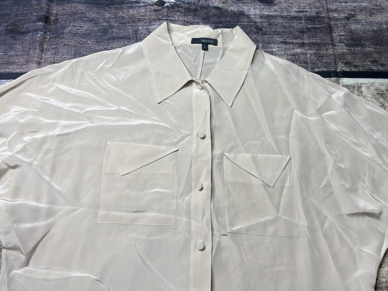 Other Alex & Eli Top Womens Large Silk Satin Aysmmetric Angled Size L / US 10 / IT 46 - 4 Thumbnail