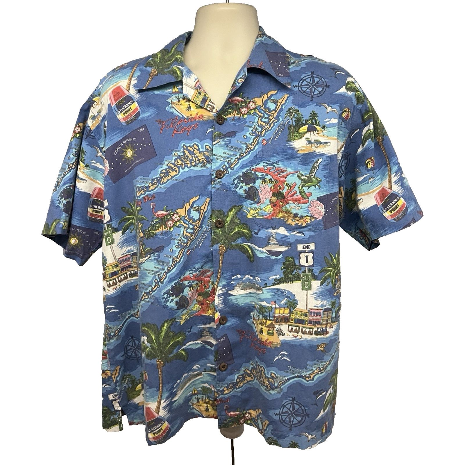 Vintage David Carey Blue Hawaiian Button Up Shirt Mens Large Pocket Size US L / EU 52-54 / 3 - 1 Thumbnail