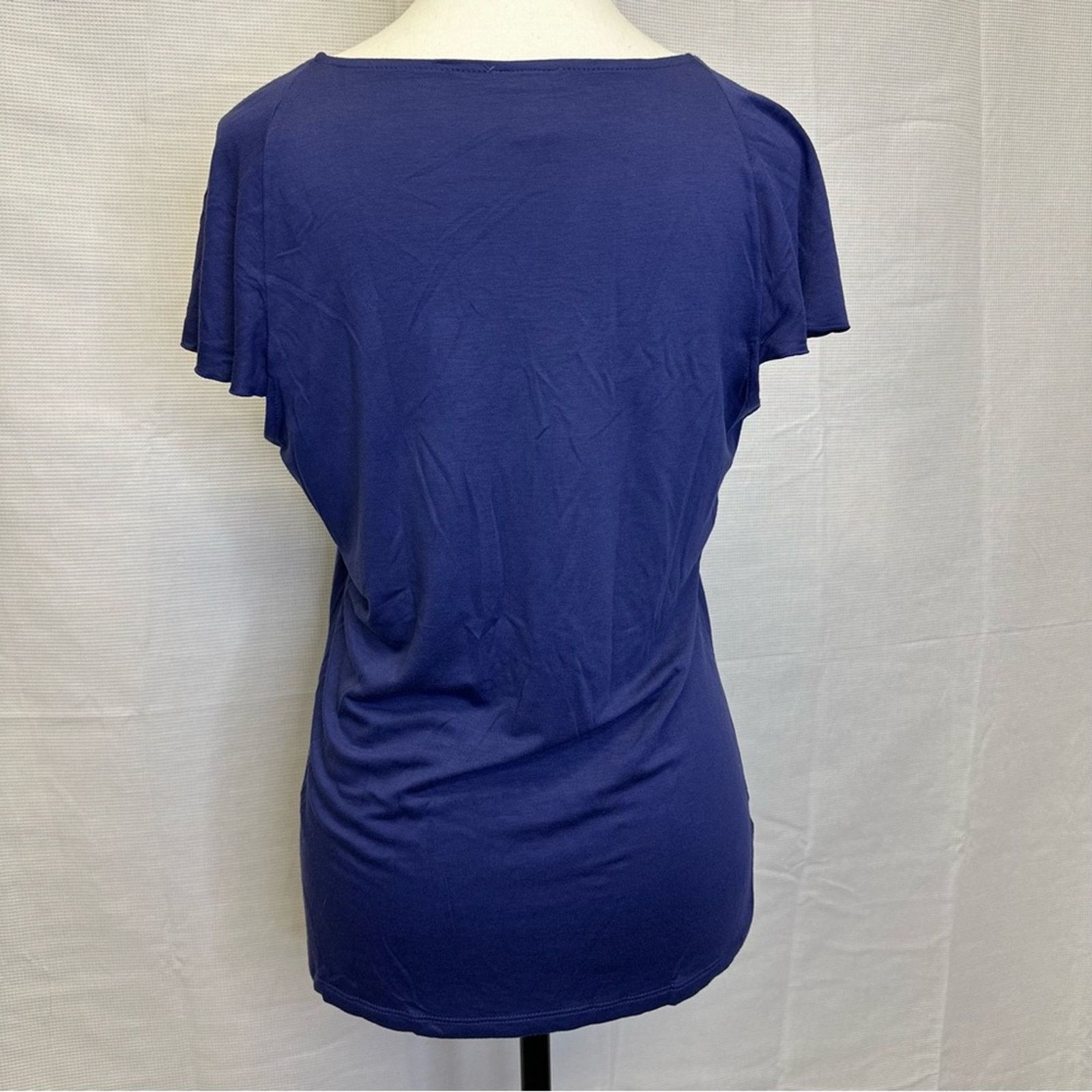 Ann Taylor Ann Taylor Blue Ruffle Neckline Top - Size Medium Size M / US 6-8 / IT 42-44 - 4 Thumbnail