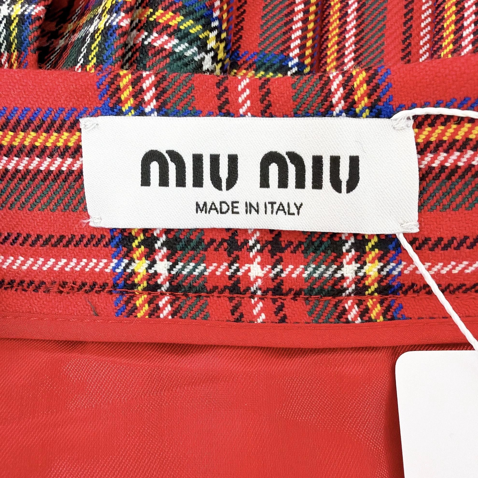Miu Miu MIU MIU Red Checkered Skirt 42 9108 Size 28" / US 6 / IT 42 - 7 Thumbnail