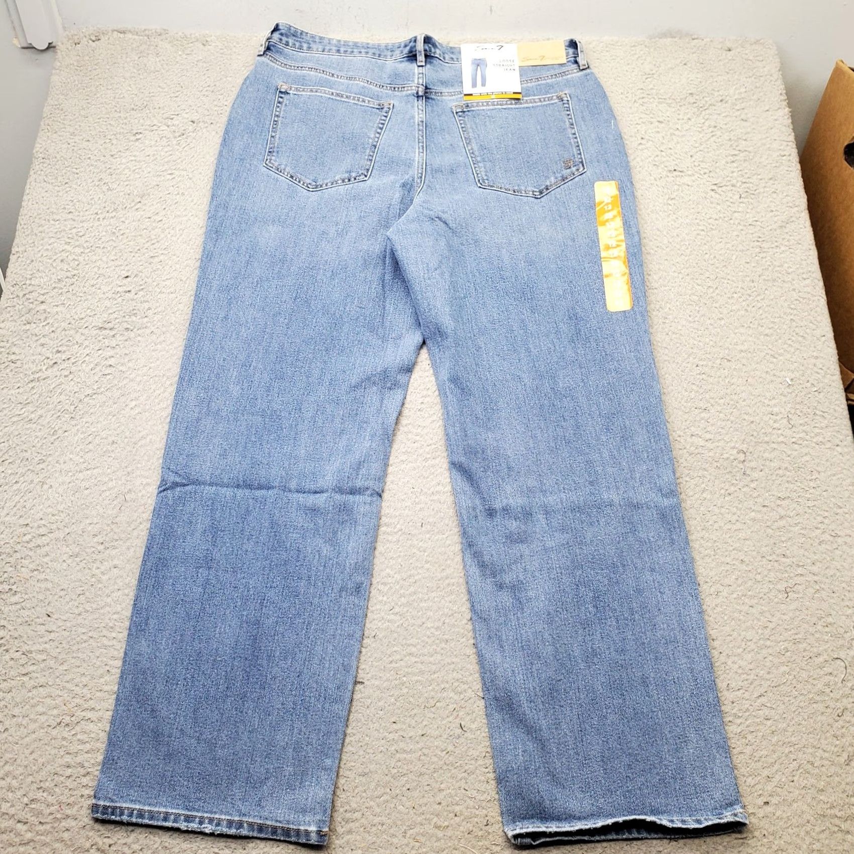 Vintage Seven7 Jeans Womens 12 Blue Denim Premium High Rise Loose Straight Leg MY10341DE Jeans Womens Size 12 Blue Straight 30.75 Inseam 42.25 Outseam NWT Size 34" / US 12 / IT 48 - 2 Thumbnail