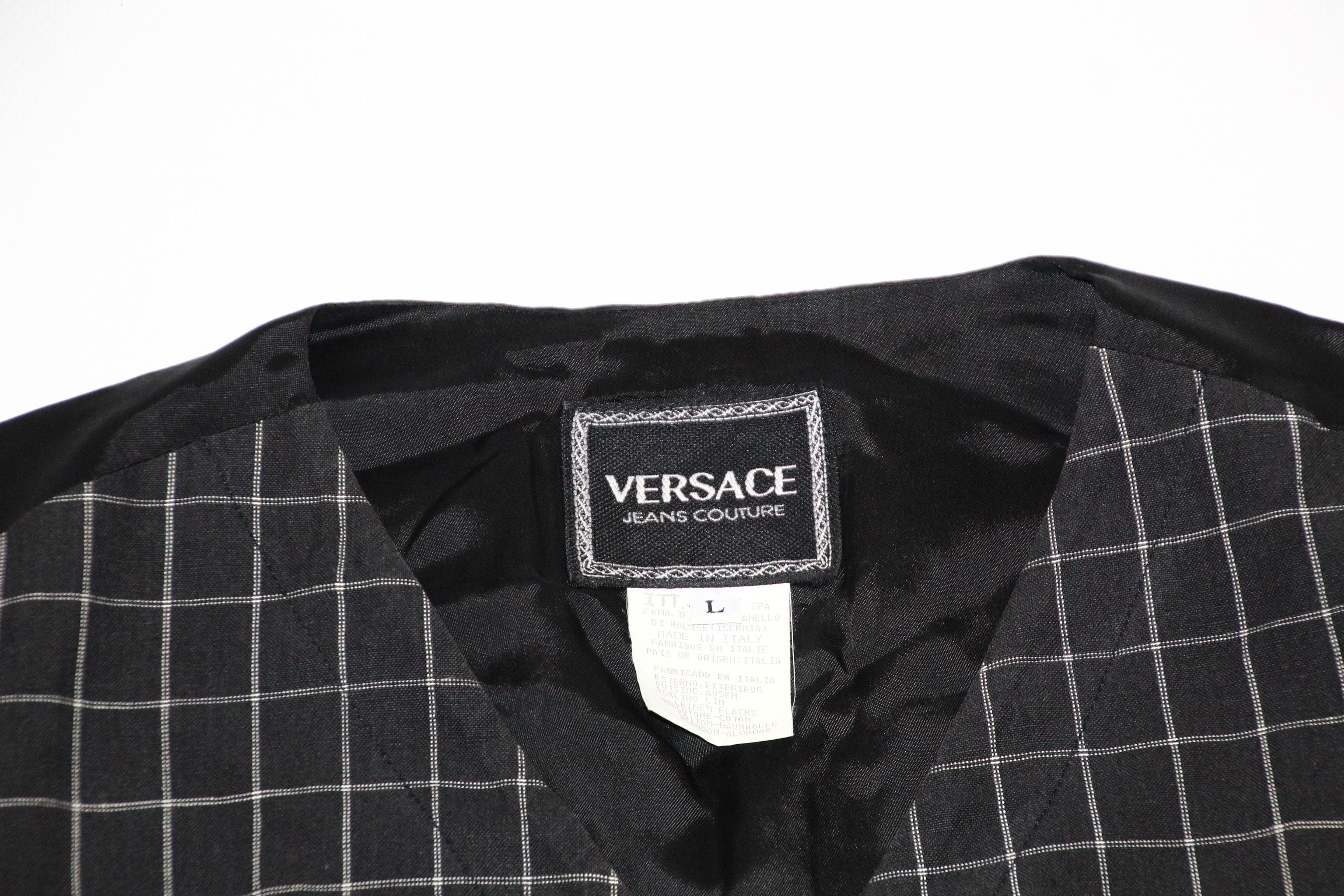 Versace Versace Jeans Couture linen cotton windowpane waistcoat Size US L / EU 52-54 / 3 - 3 Thumbnail
