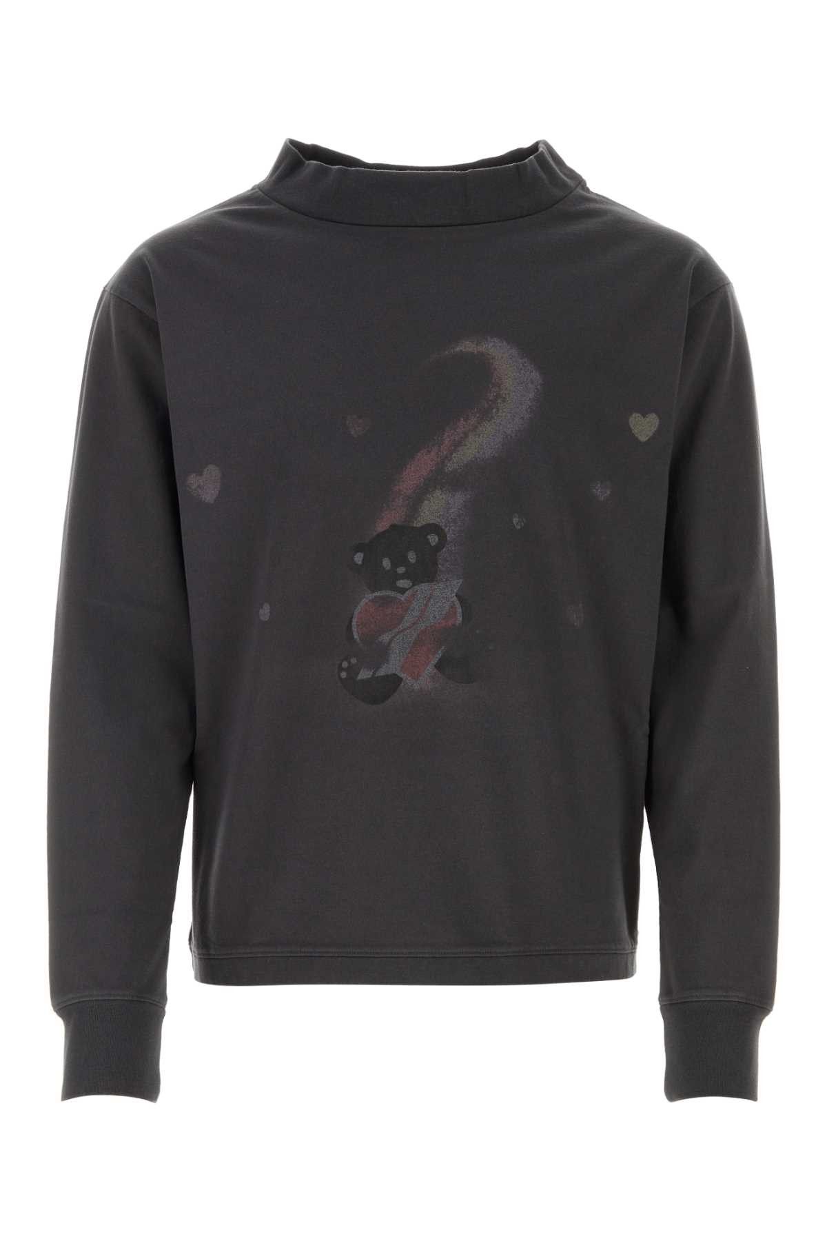 image of We11Done Charcoal Cotton T-Shirt in Grey, Men's (Size XS)