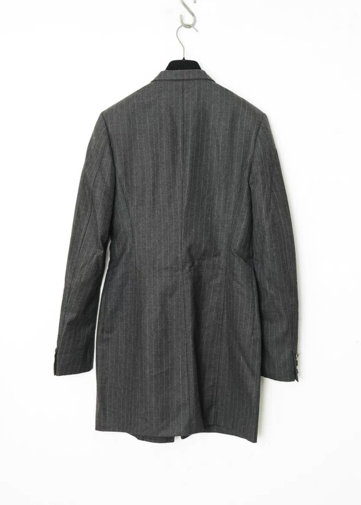Yohji Yamamoto Yohji Yamamoto Tailored Waist Striped Wool Coat Size M / US 6-8 / IT 42-44 - 8 Thumbnail