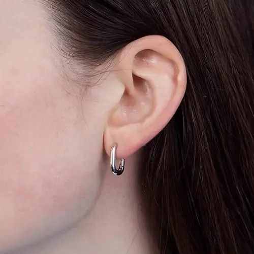 Designer × Jewelry Mini silver oval hoop earring Size ONE SIZE - 1 Thumbnail