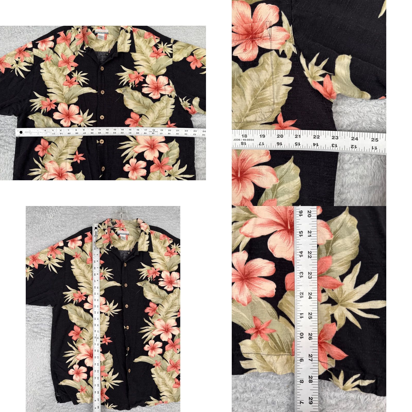 George Breakwater Shirt Men Large Black Pink Green Floral Palm Leaf 100% Rayon Pocket Size US L / EU 52-54 / 3 - 8 Thumbnail