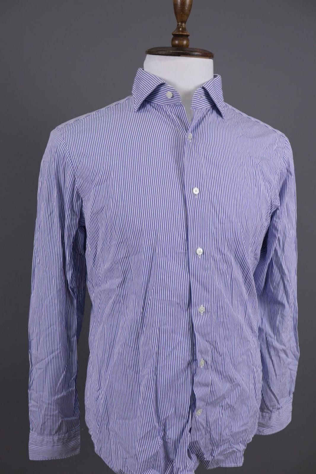 Boglioli Boglioli Milano Blue Striped Button Shirt Size 41 16 Size US M / EU 48-50 / 2 - 7 Thumbnail