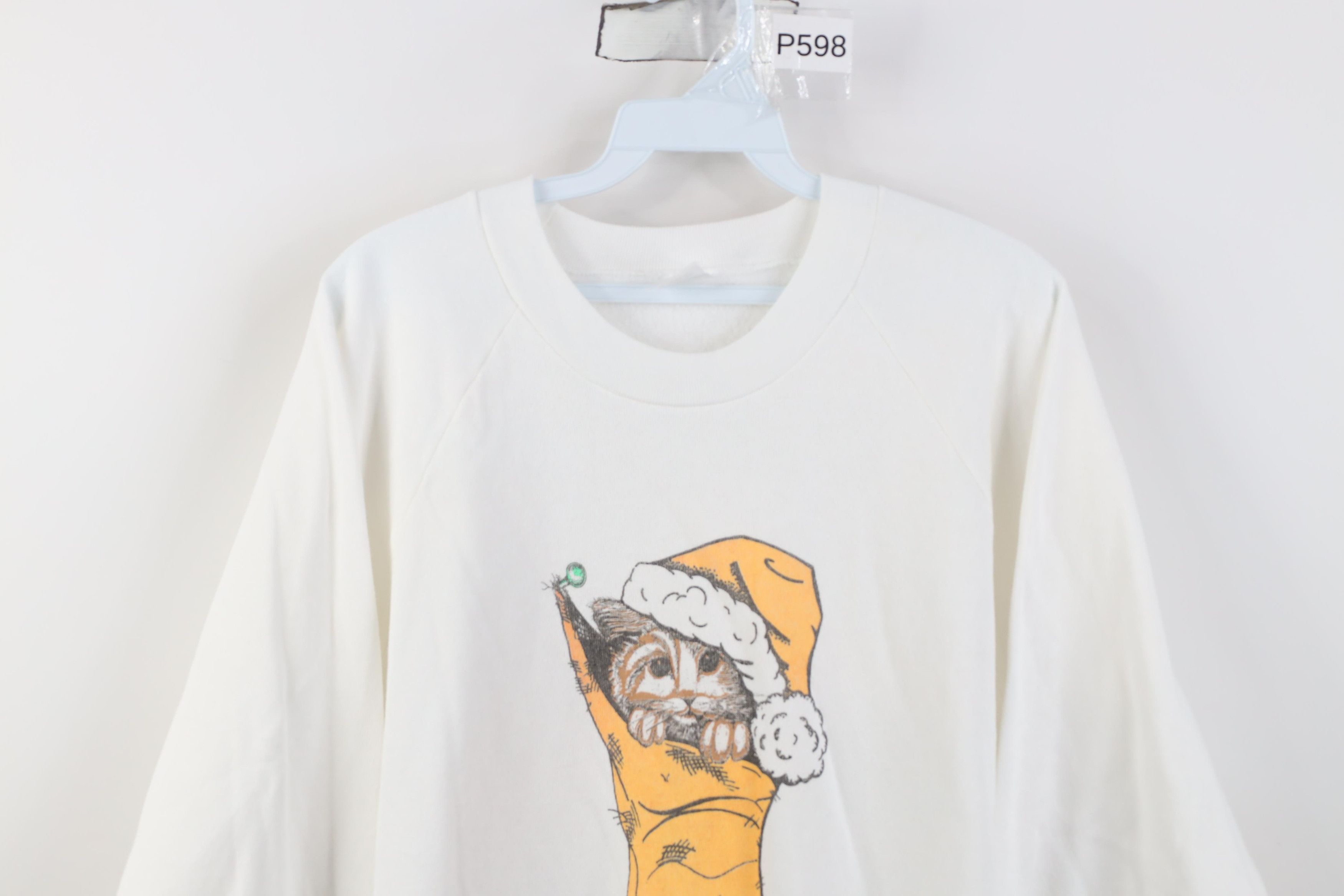 Vintage Vintage 90s Christmas Cat Kitten Crewneck Sweatshirt Size XL / US 12-14 / IT 48-50 - 2 Thumbnail