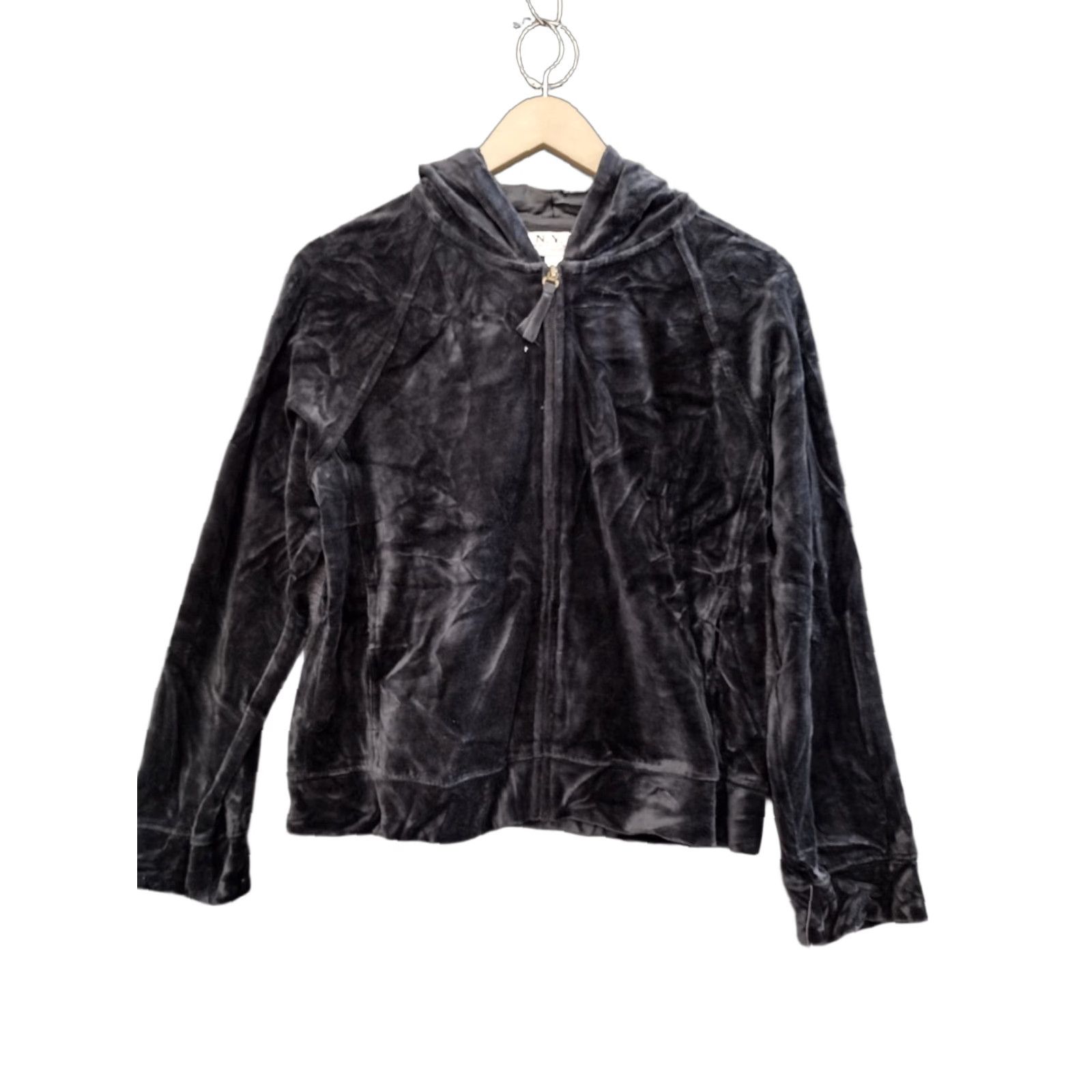 Velour N.Y.L. New York Laundry Velour Full Zip Sweatshirt Women’s Long Sleeve Hoodie PL Black Velour Full Zip Pockets 90s Modern Womens Size L / US 10 / IT 46 - 1 Thumbnail