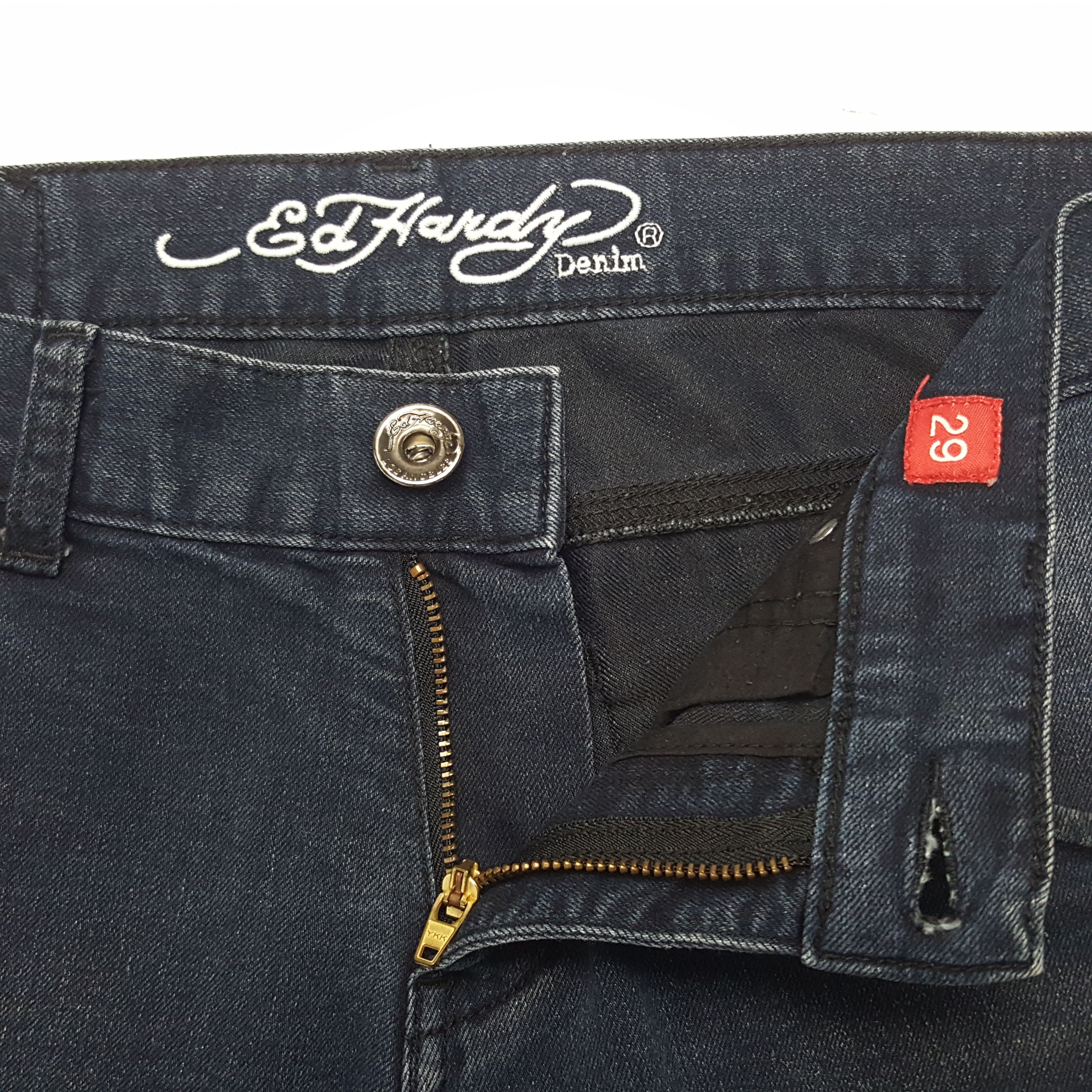 Ed Hardy × Vintage Vintage Ed hardy Custom Art Spell Out Logo Denim Jeans Size US 30 / EU 46 - 12 Thumbnail