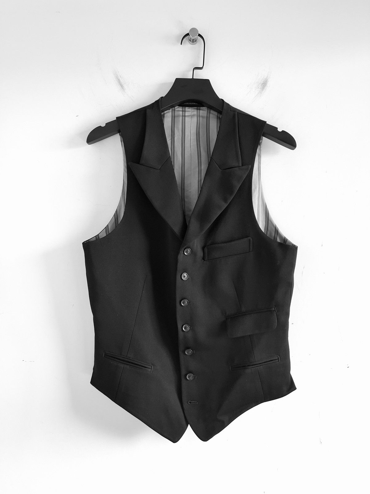 Yohji Yamamoto Yohji Yamamoto Pour Homme Wool 7BS Peak Lapel Tailored Vest Size US M / EU 48-50 / 2 - 1 Thumbnail