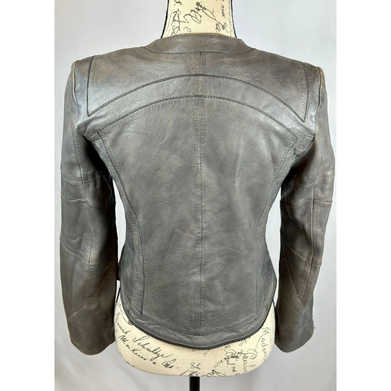 Zadig & Voltaire Zadig & Voltaire Vencia Collarless Lamb Leather Jackt Gray S Size S / US 4 / IT 40 - 15 Thumbnail