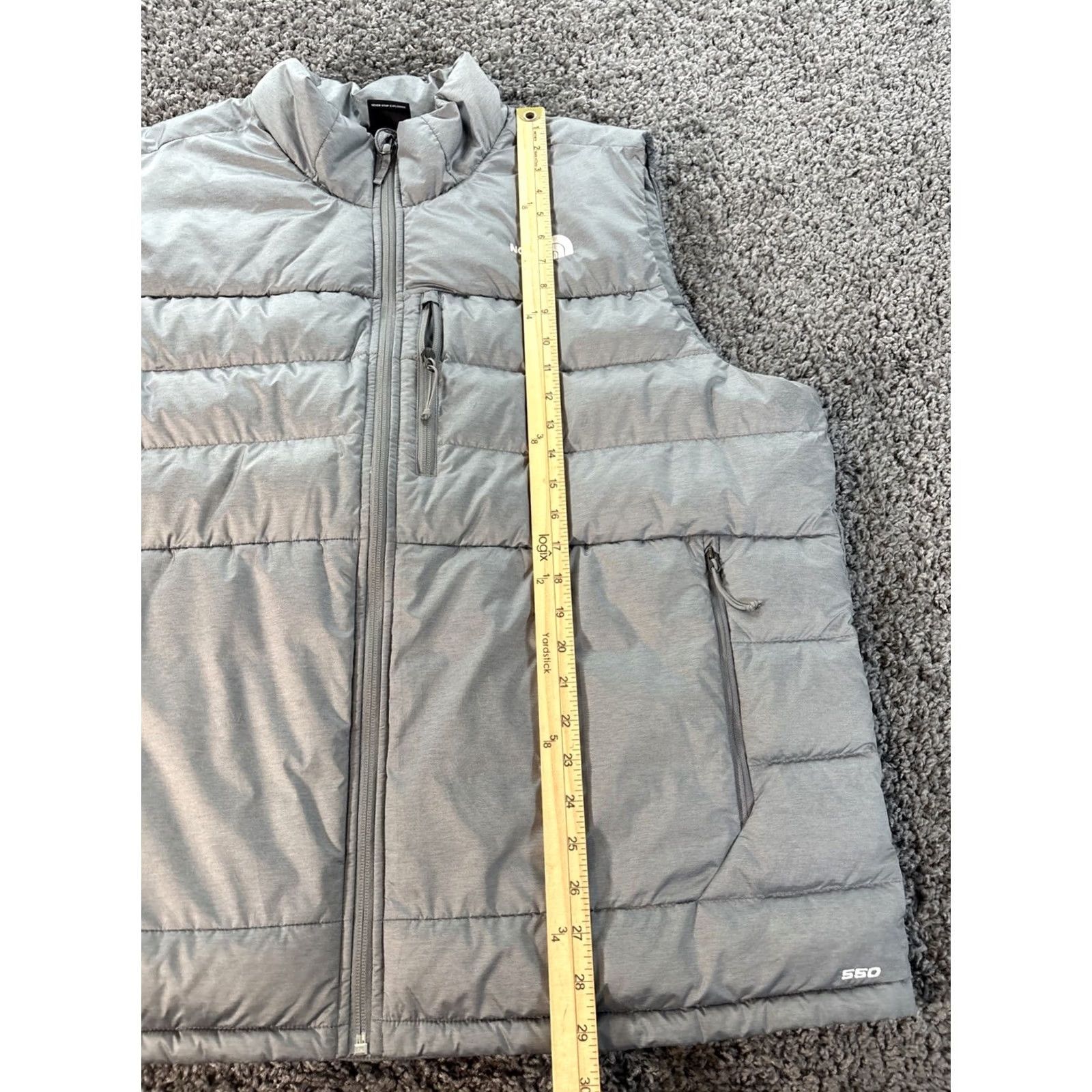 The North Face The North Face Vest Mens 2XL Gray 550 Down Insulated Puffer Full Zip Size US XXL / EU 58 / 5 - 2 Thumbnail