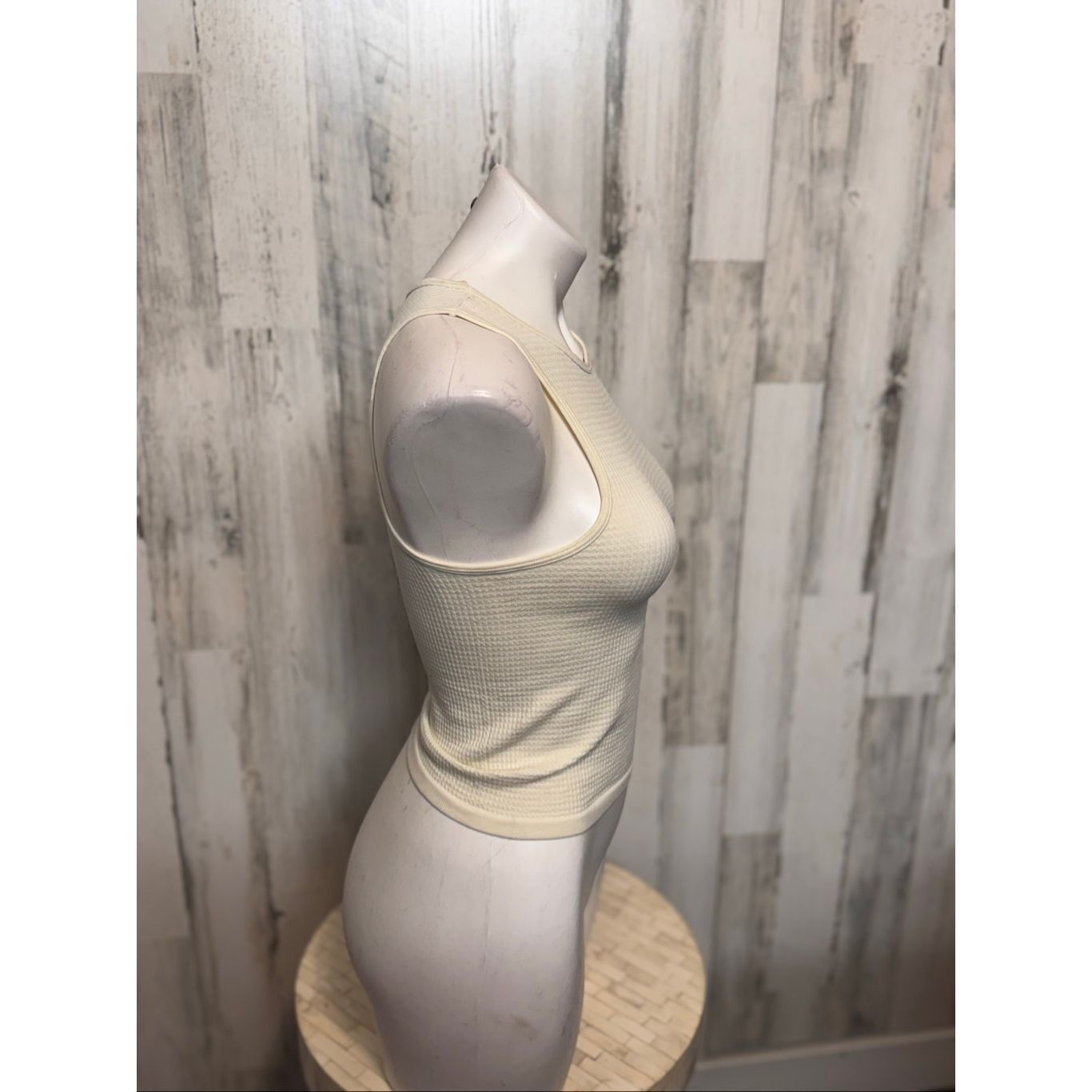 Other Poof New York Ribbed Tank Top | Cream Sleeveless Stretchy Fi Size M / US 6-8 / IT 42-44 - 4 Thumbnail