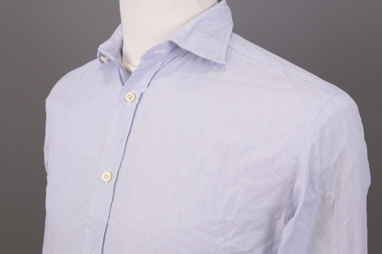 Designer Hackett London Slim Fit Blue Pinstripe Down Shirt Size M Size US M / EU 48-50 / 2 - 10 Thumbnail