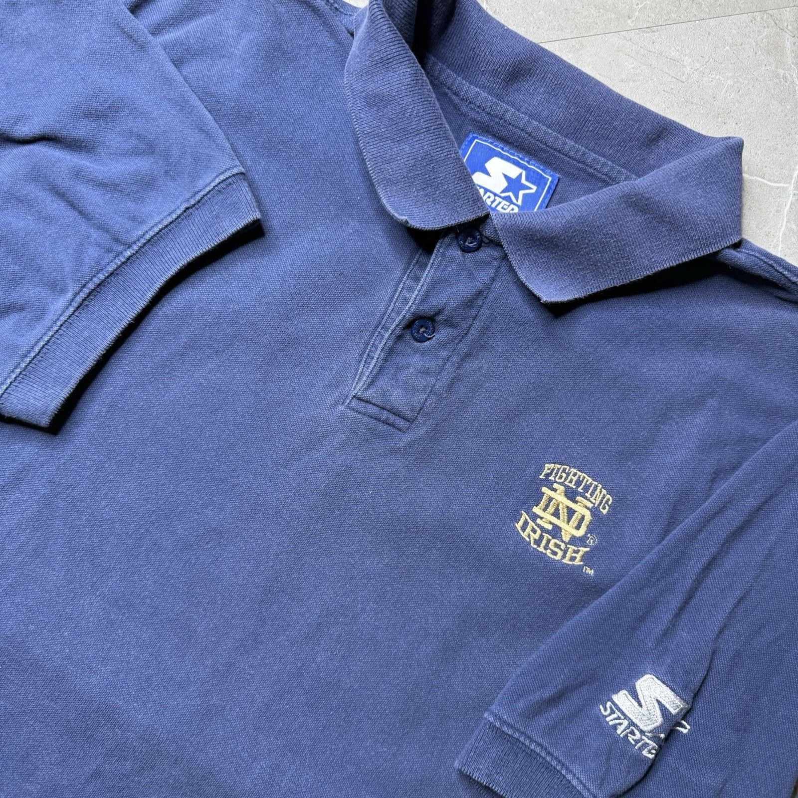 Starter Vintage 90s Notre Dame Fighting Irish Navy Blue Polo Shirt Size US M / EU 48-50 / 2 - 1 Thumbnail