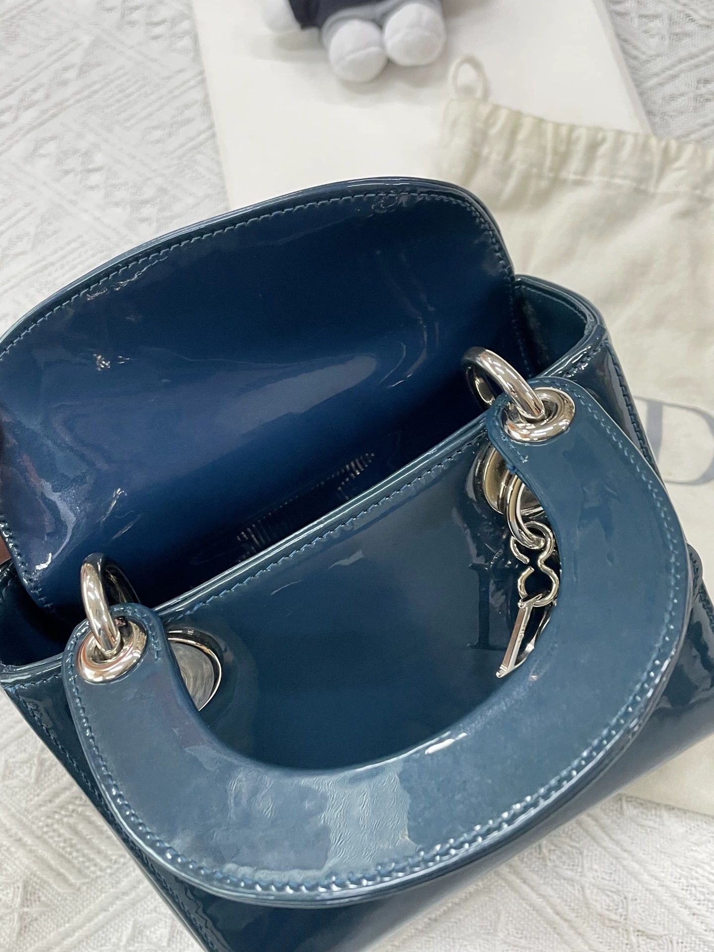 Dior Dior Lady Dior 3 Blue Patent w/ Strap & Dust Bag Size ONE SIZE - 5 Thumbnail