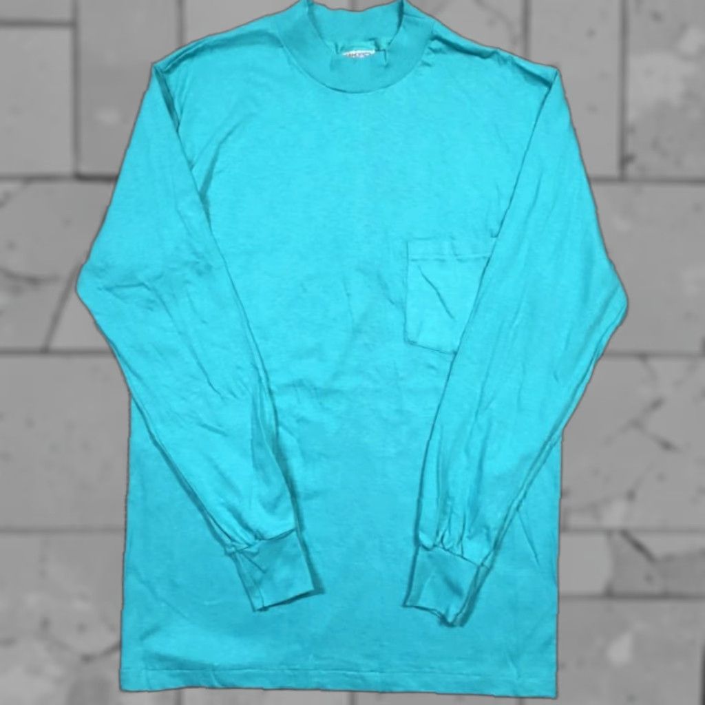 Hanes Hanes Beefy-T T-Shirt M USA Long Sleeve Vintage 90s Teal Green Crew Neck Size US M / EU 48-50 / 2 - 1 Thumbnail
