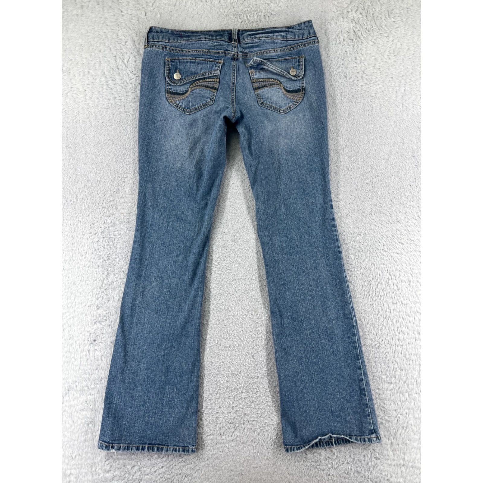 Vintage VINTAGE Fragile Women's Flared Denim Jeans 7 Low Rise Cotton Blend 90s Designer Blue Size 28" / US 6 / IT 42 - 2 Thumbnail