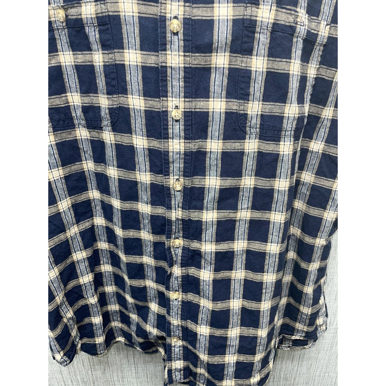Vintage Duluth Trading Co Cottton Hemp Blend Blue/Beige Plaid Shirt Mens 2XL Short Sleeve Button-Up Beige Plaid 2XL Mens Size US XXL / EU 58 / 5 - 3 Thumbnail