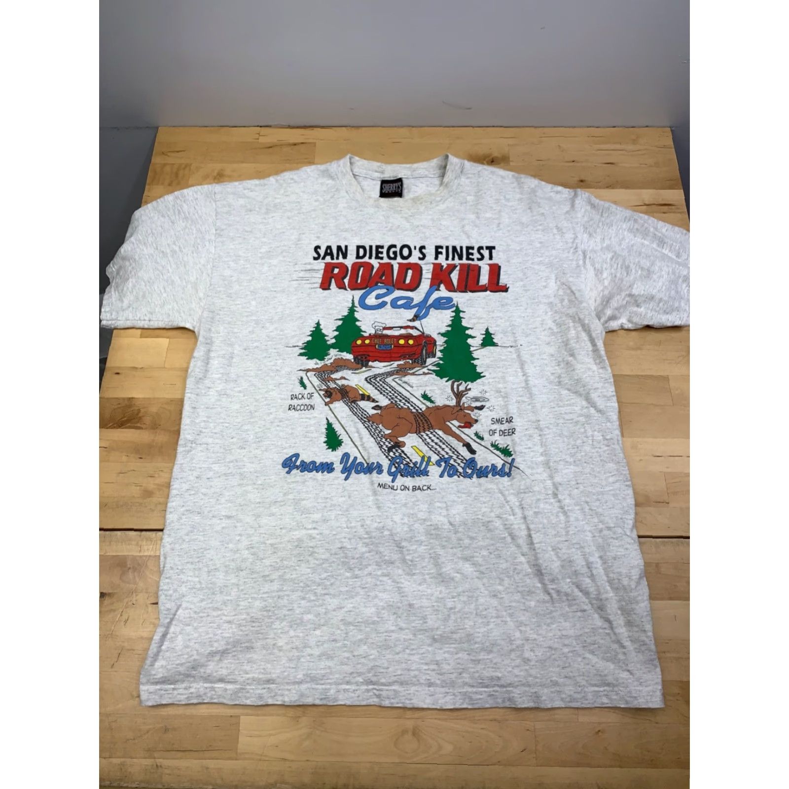 Vintage VINTAGE San Diego's Road Kill Csfe Shirt Mens L Gray 90s Funny Shirt Mens L Gray 90s Funny Size US L / EU 52-54 / 3 - 4 Thumbnail