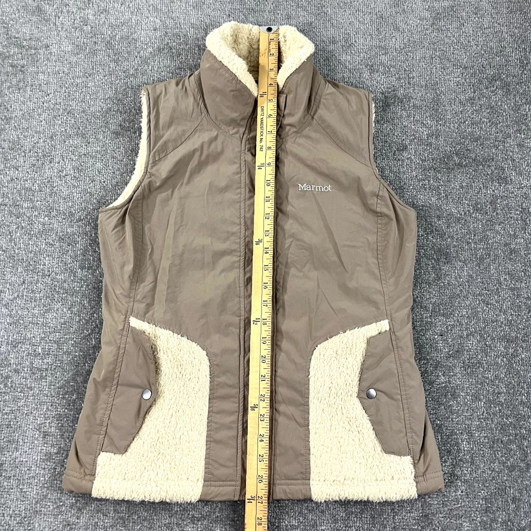 Marmot MARMOT Vest Women Small Beige Brown Faux Sherling Sherpa Snap Button Coat K49810 Jacket Women Size S / US 4 / IT 40 - 4 Thumbnail
