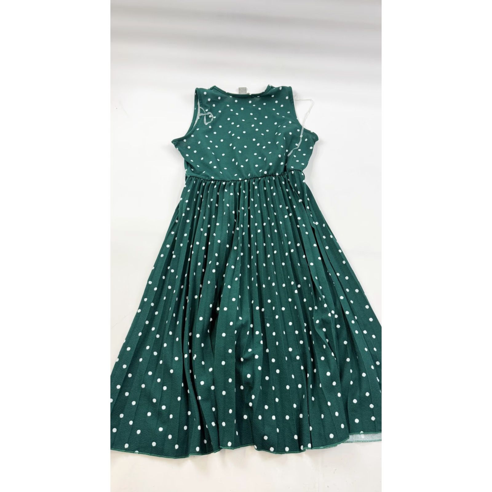 Vintage Lark + Grey Dress Womens Medium Green Polka Dot Sleeveless Fit & Flare Midi Size M / US 6-8 / IT 42-44 - 4 Thumbnail