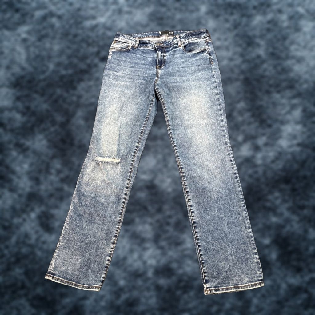 Vintage KUT from the Kloth Catherine Boyfriend Jeans Size 14 Blue Mid Rise 31in Inseam Regular 5-Pocket Denim Stretch Woman Size 36" / US 14 / IT 50 - 1 Thumbnail