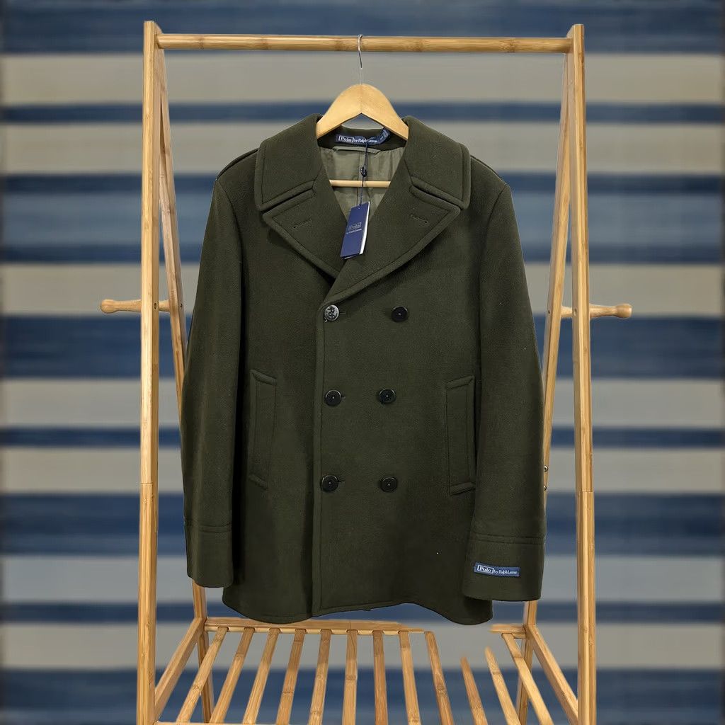 Polo Ralph Lauren VINTAGE Polo Ralph Lauren Olive Green Military Nautical Wool Peacoat Jacket 42R Mens NY Deals Size US XL / EU 56 / 4 - 1 Thumbnail