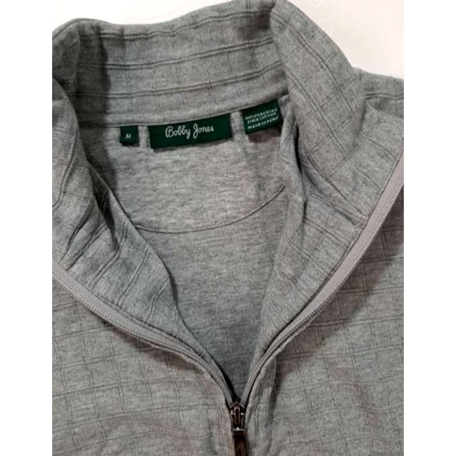 Vintage VINTAGE Bobby Jones 1/4 Zip Squares Knit Pima Cotton Sweater Men Medium Gray Bobby Jones Pullover Knit Sweater Size US M / EU 48-50 / 2 - 4 Thumbnail