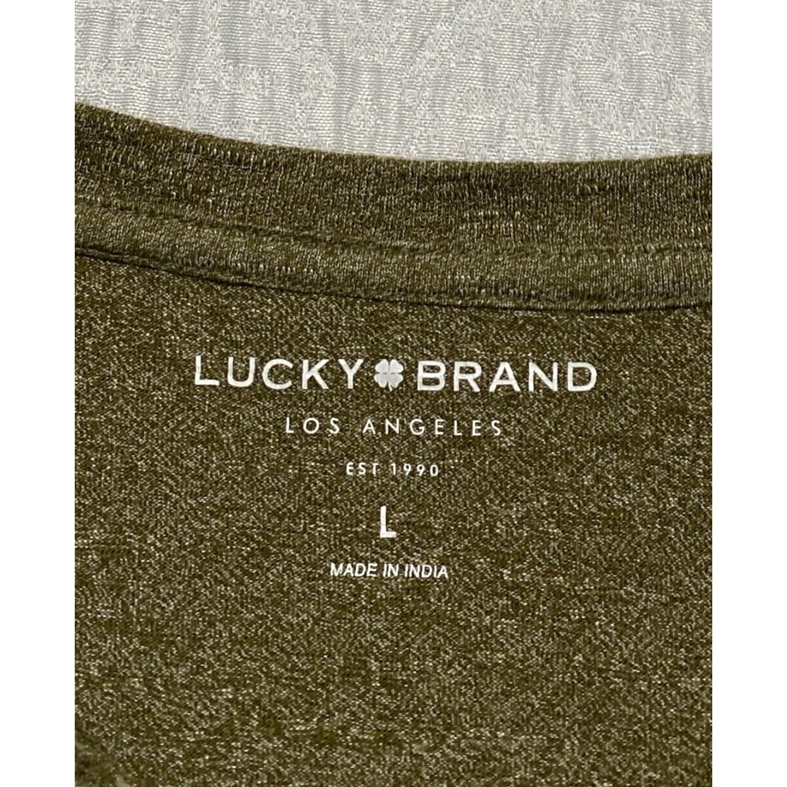 Lucky Brand Lucky Brand Shirt Mens Large Olive Green Henley Long Sleeve Cotton Blend Casual Size US L / EU 52-54 / 3 - 7 Thumbnail