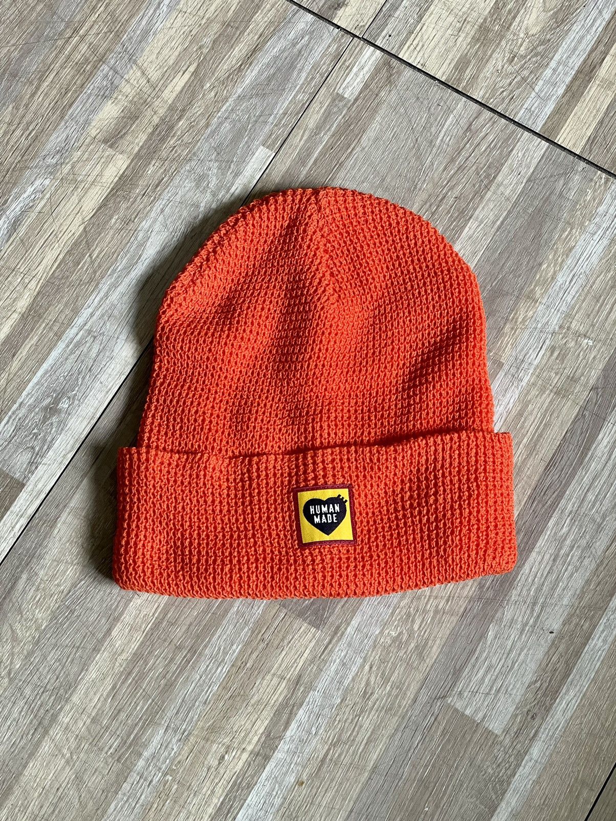 image of Human Made Waffle Knit Beanie in Orange, Men's