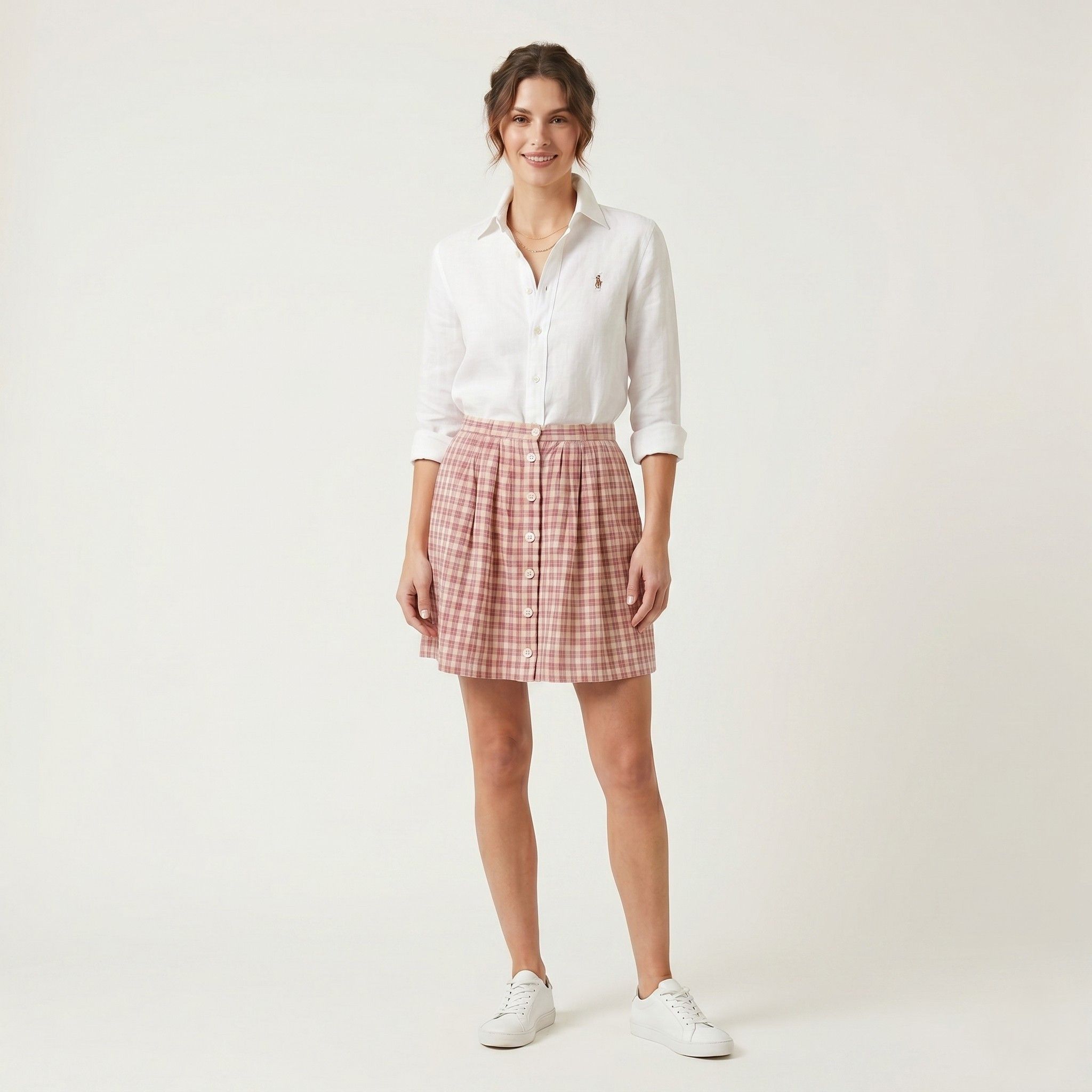 Ralph Lauren Ralph Lauren Women 6 S Mini Skirt Beige Linen 0388 Size 28" / US 6 / IT 42 - 1 Thumbnail