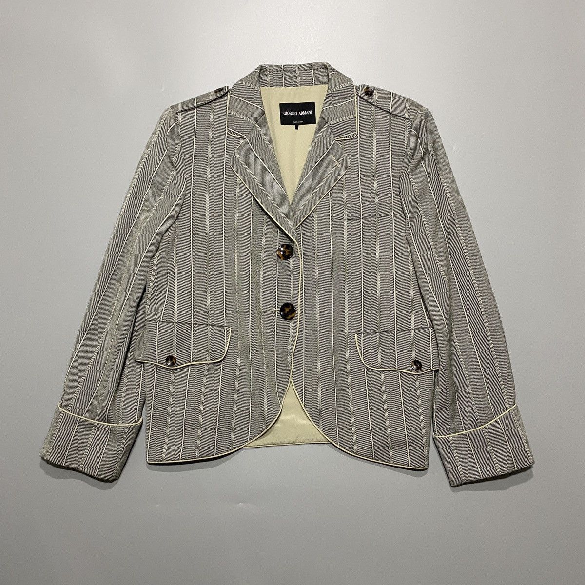 Giorgio Armani Pinstripe Jacket Size US L / EU 52-54 / 3 - 1 Thumbnail