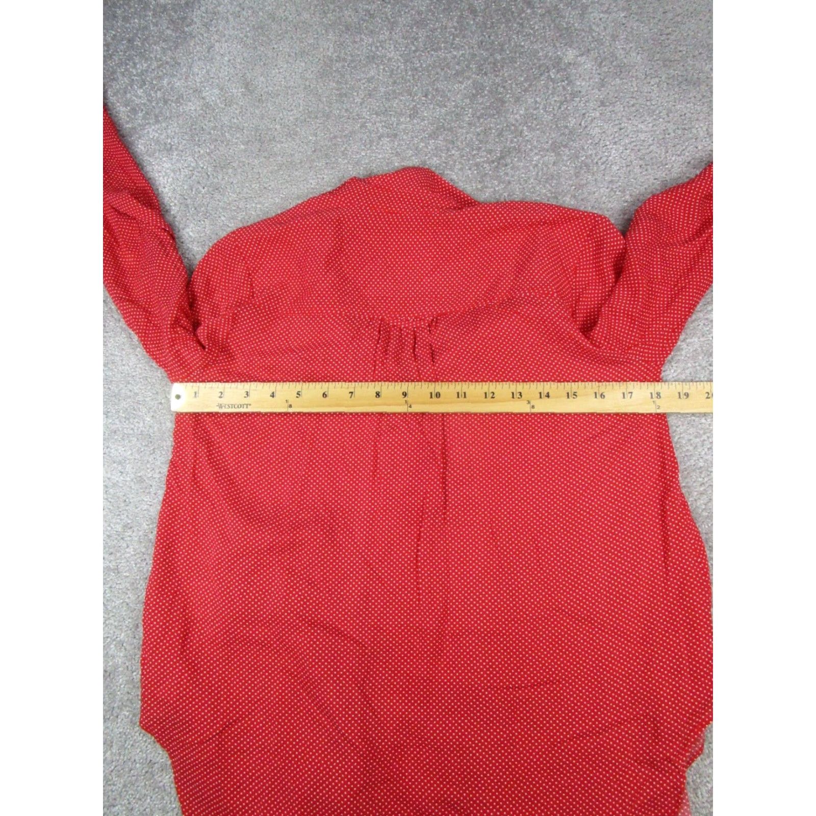 Vintage Maeve Shirt Womens XS Red White Polka Dot Blouse Long Sleeve Collared Closure Button Rayon Fabric Regular Womens Blouse Maeve Size XS / US 0-2 / IT 36-38 - 5 Thumbnail