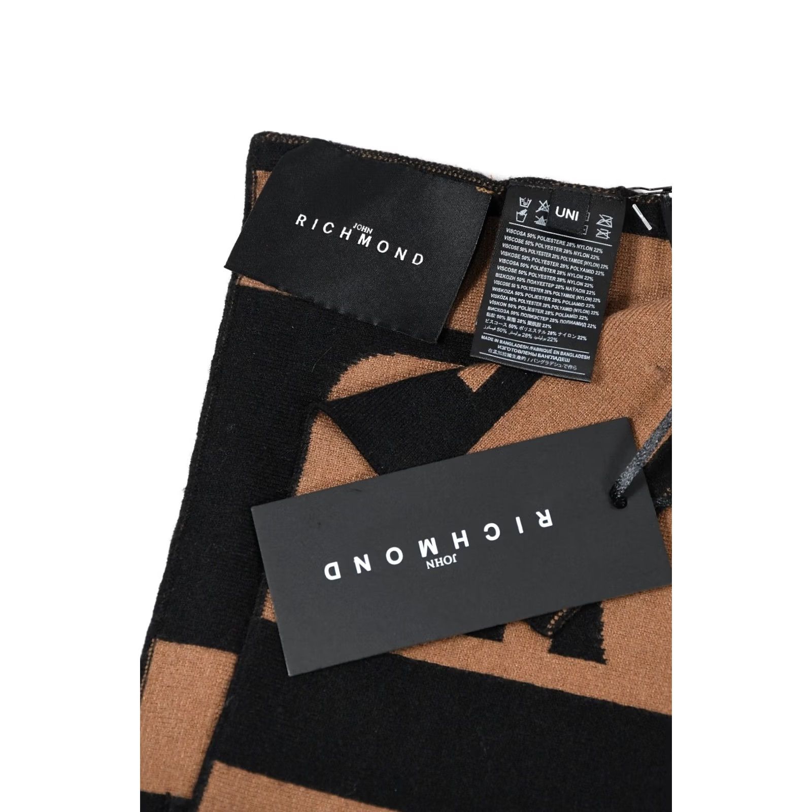 John Richmond John Richmond Logo Knit Scarf Brown Men's 100% Genuine New 170 cm x 25 cm Knit Scarf Size ONE SIZE - 4 Thumbnail