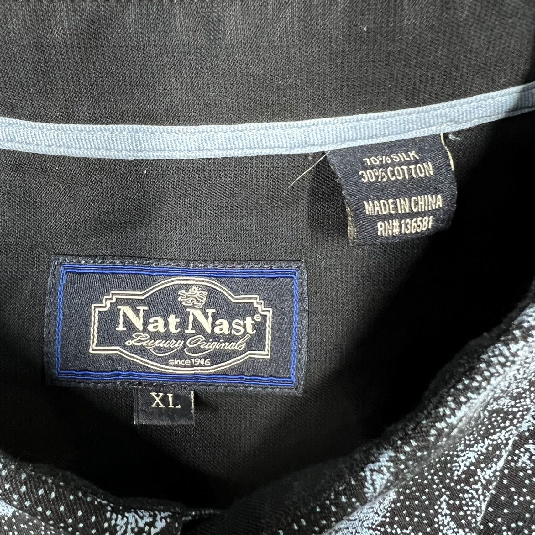 Nat Nast Nat Nast Luxury Originals Mens XL Button Up Shirt Silk Blend Floral Palm Print Black Short Sleeve Button-Up Collared Classic Hawaiian Designer Size US XL / EU 56 / 4 - 7 Thumbnail