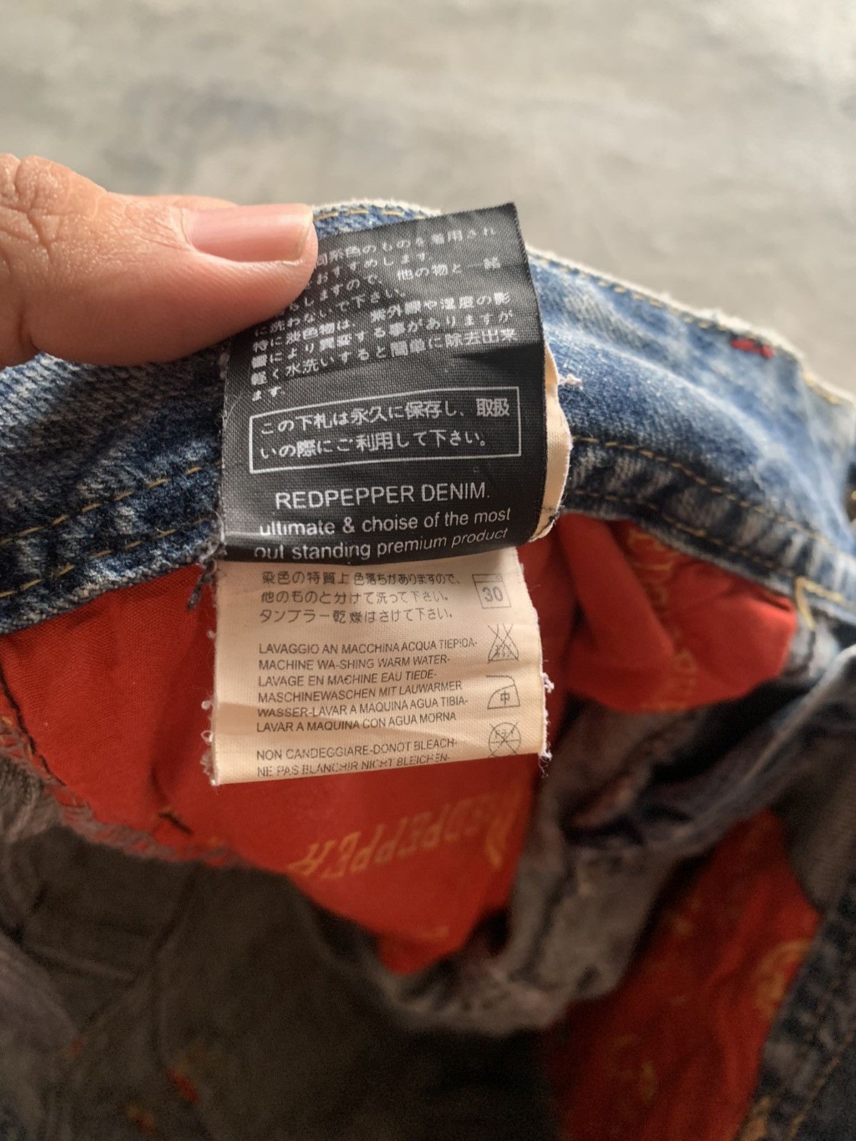 flare vintage y2k embroidery japanese denim red pepper