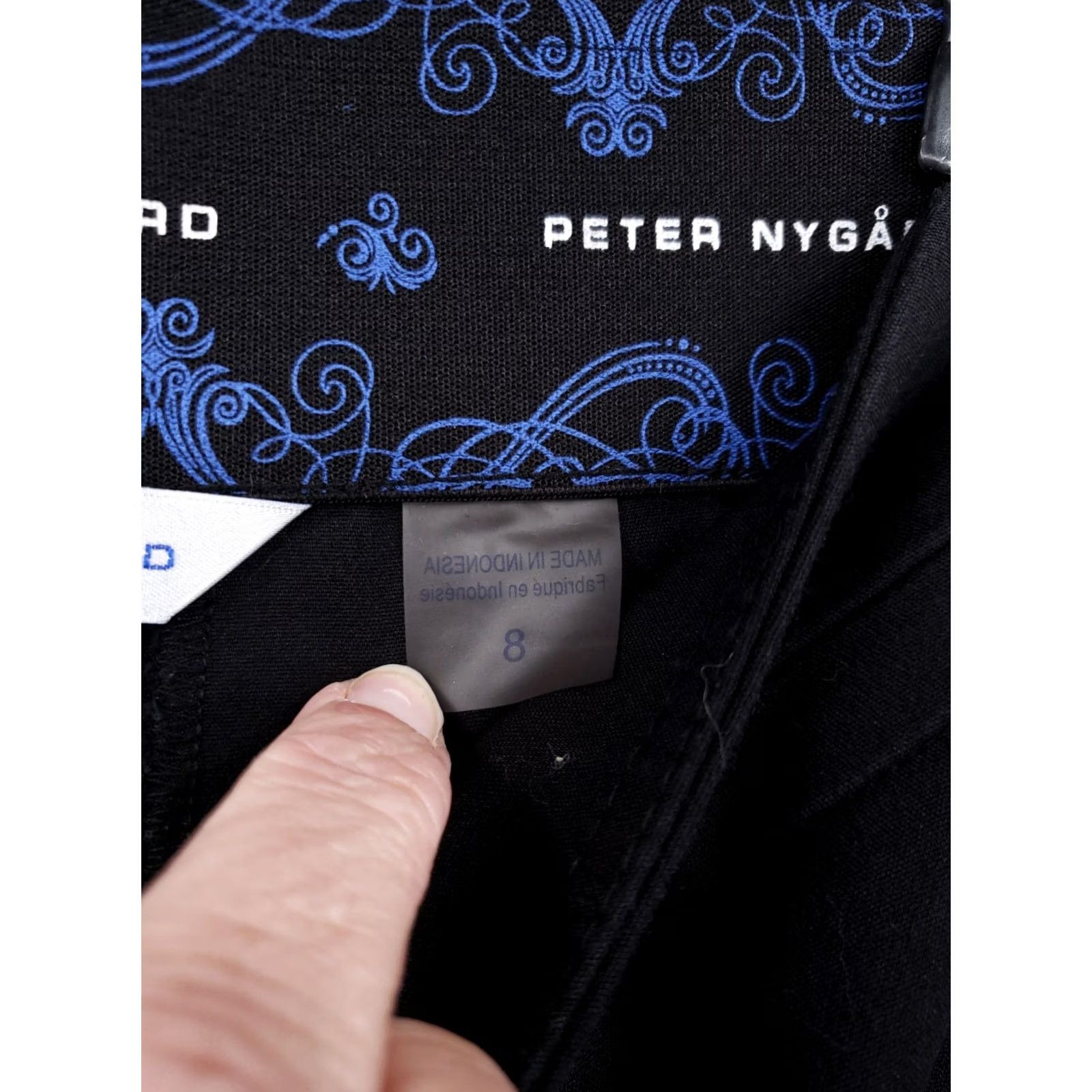 Vintage Peter Nygard Dress Pants Womens 8 Black Mid-Rise Straight Side Slit Flat Slacks Size 30" / US 8 / IT 44 - 4 Thumbnail