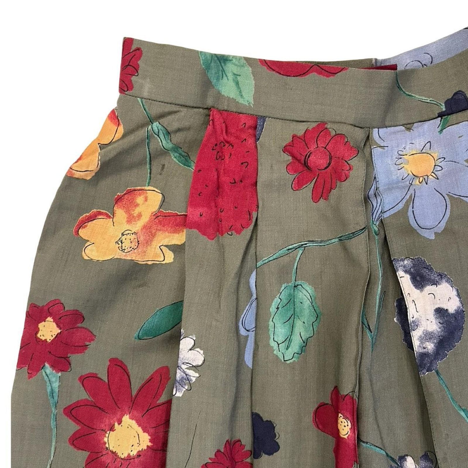 Vintage Vintage schoolgirl skirt wool green floral made in austria Size 28" / US 6 / IT 42 - 3 Thumbnail