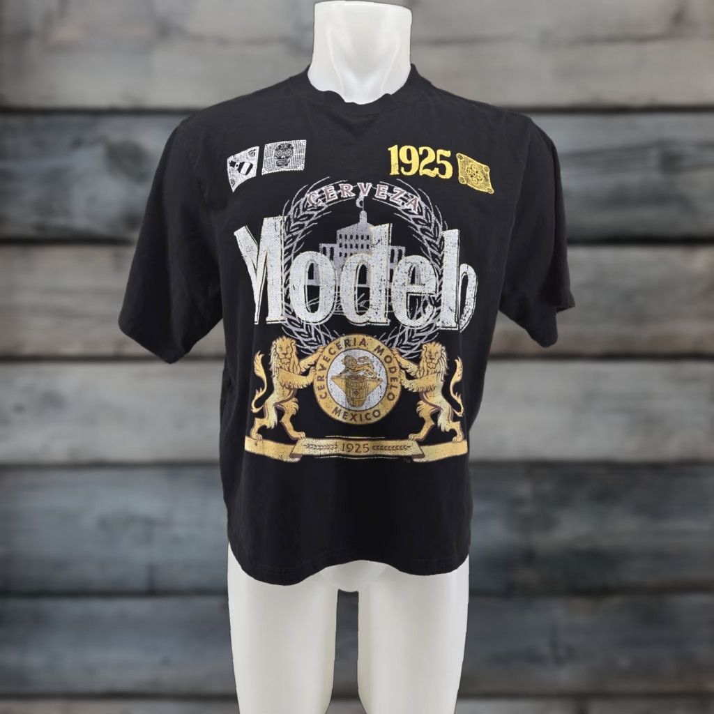 Vintage Modelo Short DBL Sided Graphic T Shirt Mens Size Large Black Size US L / EU 52-54 / 3 - 1 Thumbnail