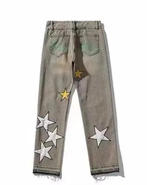 Japanese Brand × Jean Retro yellow mud color design star embroidered jeans Size US 32 / EU 48 - 2 Thumbnail