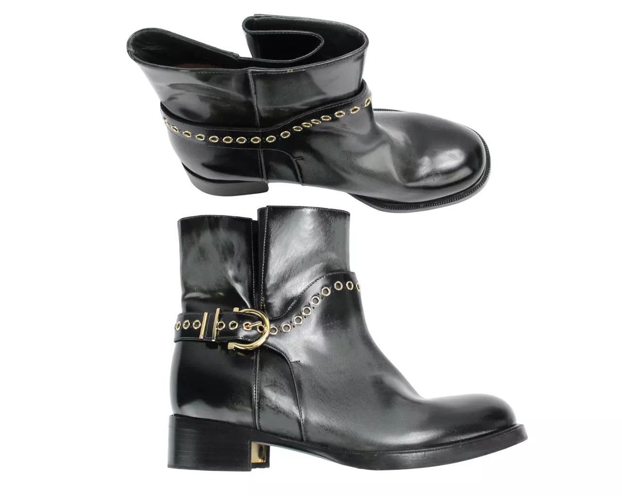 Salvatore Ferragamo SALVATORE FERRAGAMO Women EU 40.5 Biker Patent Leather Boots Size US 10.5 / IT 40.5 - 4 Thumbnail