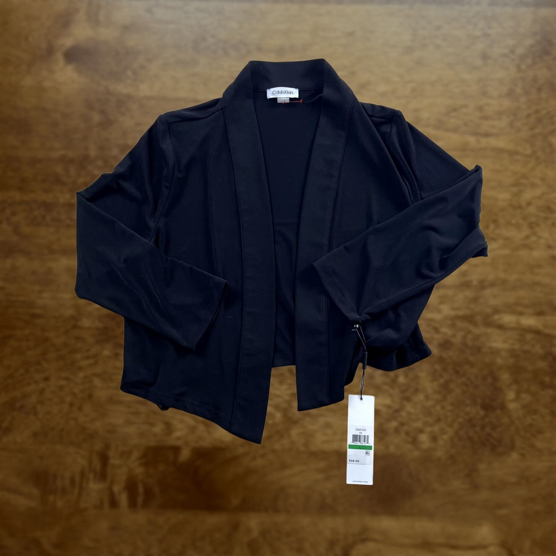 Calvin Klein Calvin Klein Blazer Jacket Womens Large Black Open Front Lightweight Knit Size L / US 10 / IT 46 - 1 Thumbnail