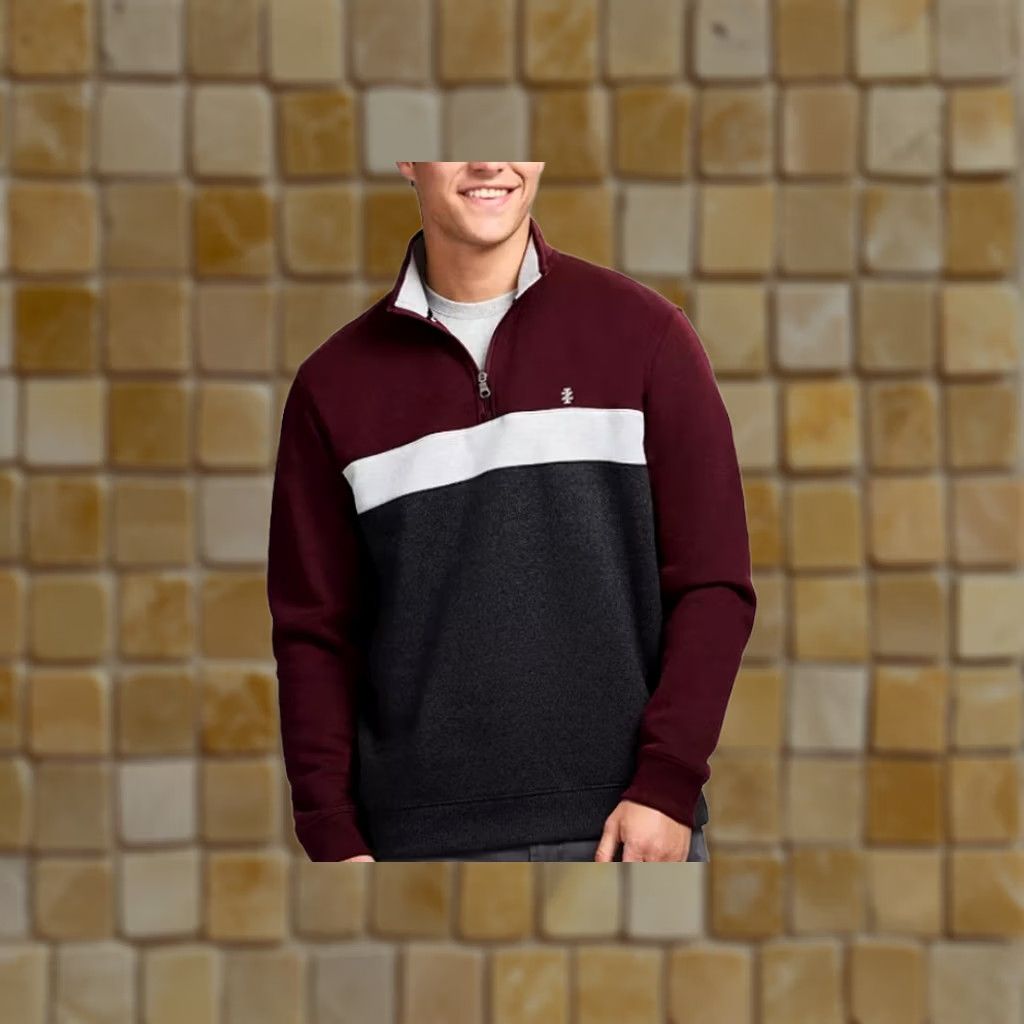 Izod IZOD Advantage Performance Pullover Shirt Mens XS-XL ZIP Fleece Maroon Gray Striped 1/4 Zip Adult Regular Fit Winter Fall Spring Size US L / EU 52-54 / 3 - 1 Preview