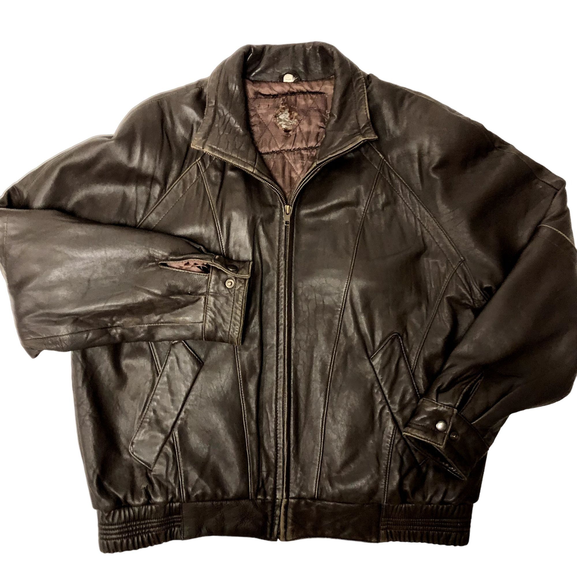image of Unkwn 90's Lambskin Bomber Buttery Soft Leather Motorcycle Jacket in Brown, Men's (Size XL)