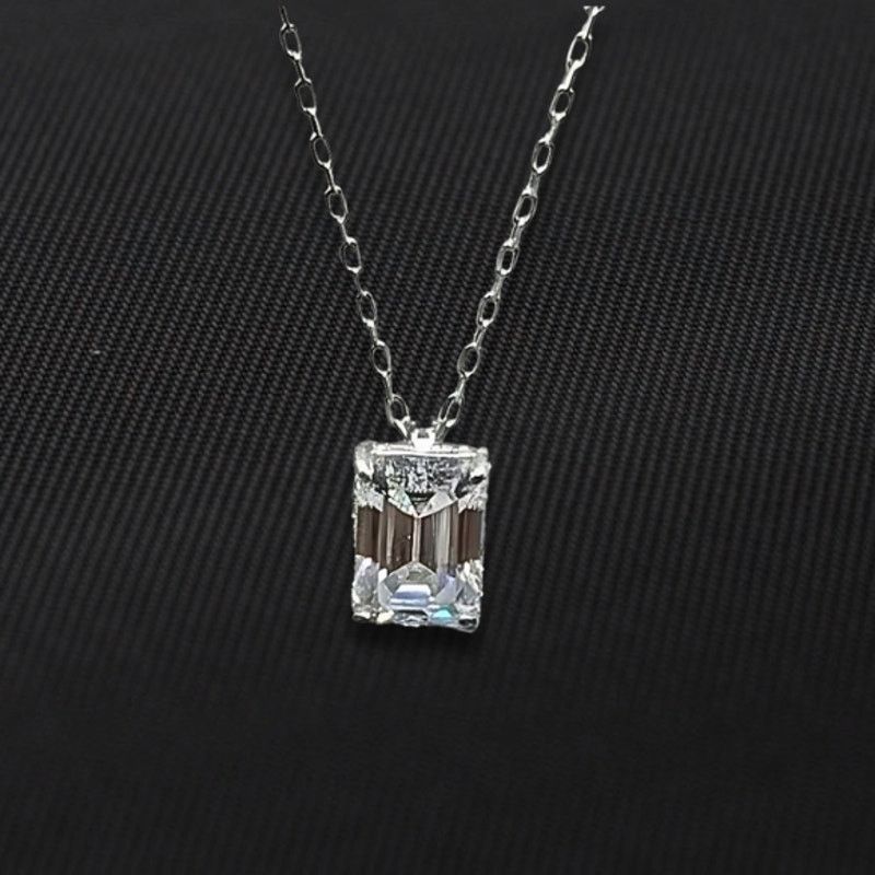 Other Emerald-Cut Pendant Necklace 1Ct Moissanite Sterling Silver Size ONE SIZE - 1 Thumbnail