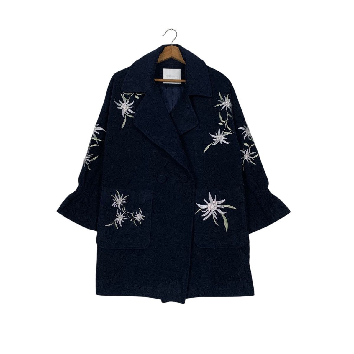 Japanese Brand CECIL McBEE Embroidery Flowers Double Breast Coat #2328-C104 Size M / US 6-8 / IT 42-44 - 1 Thumbnail