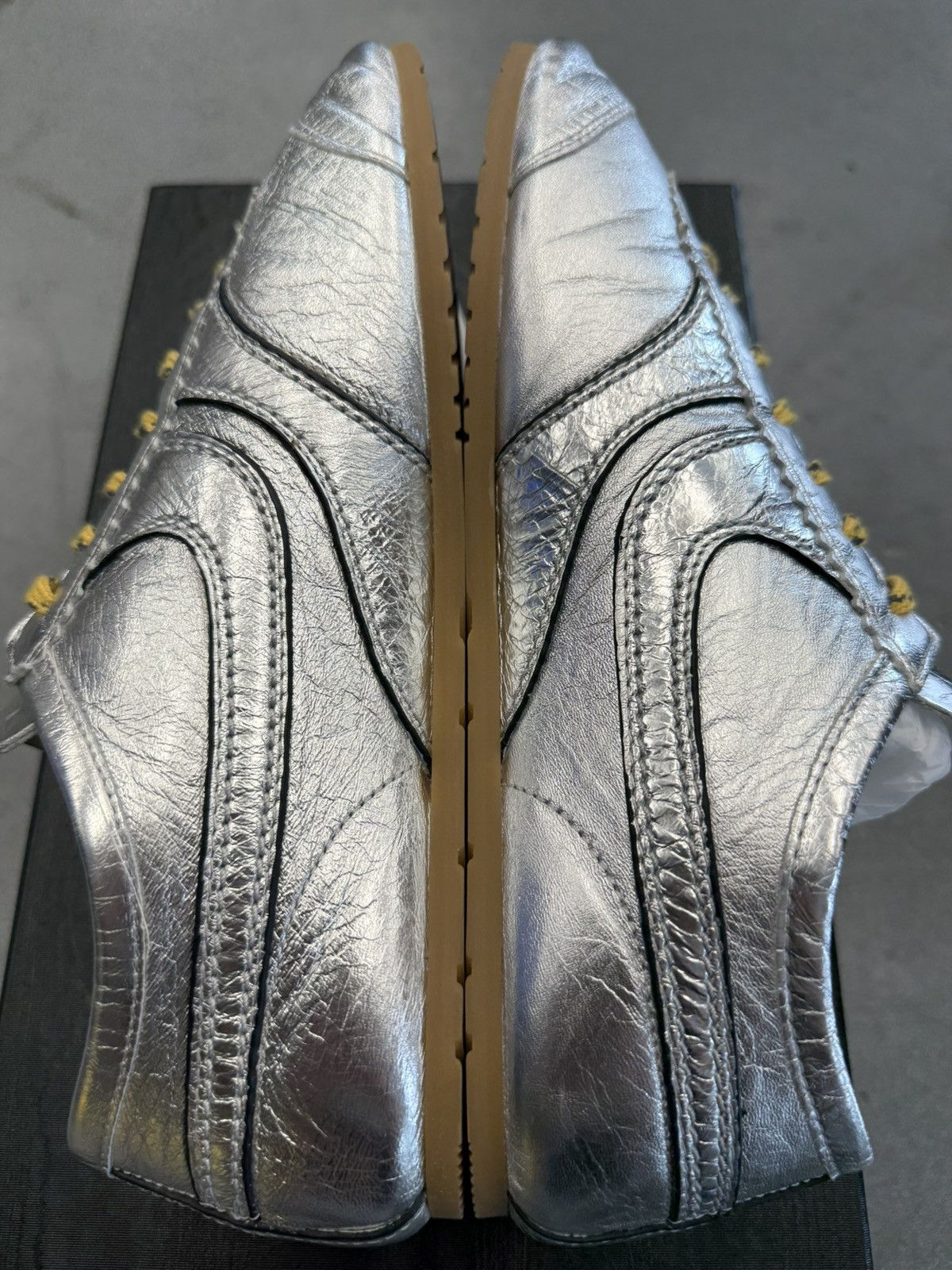 Dries Van Noten Dries Van Noten Marathon Silver Leather Sneakers Size US 7 / EU 40 - 4 Thumbnail